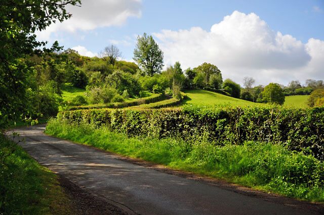 Countryside near Hope under Dinmore The road in the picture is a no through road.