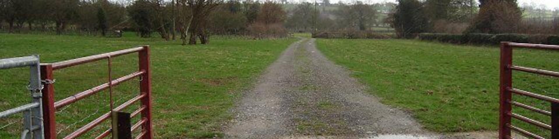 Farm track, Far Heath,Kimbolton. View south along a farm or former farm, judging by its pristine condition, access road.