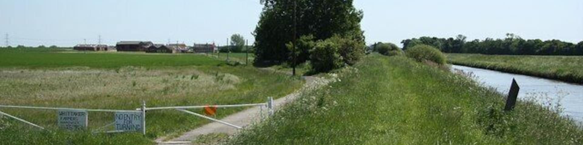 Fossdyke bank Canal bank and track to Drinsey Farm at Hardwick