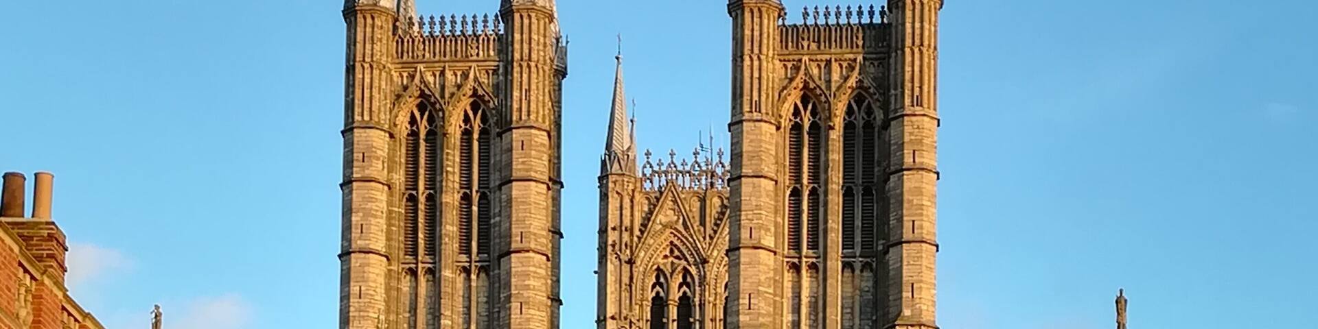 View from Lincoln Castle towards the Cathedral at the top of Steep Hill