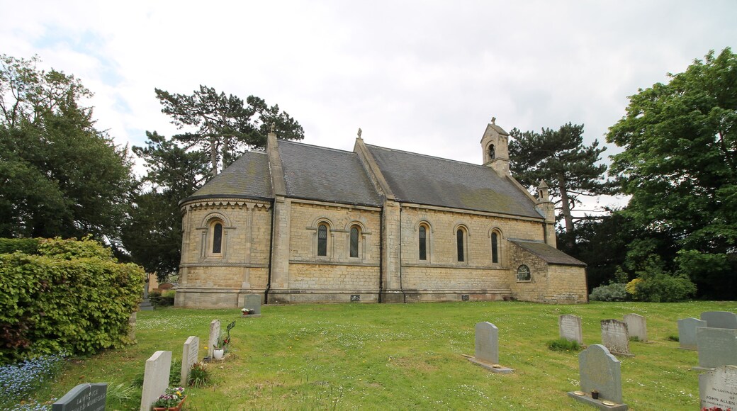 There is evidence from 1271 that there was a church before the current one. The previous one was built in red brick, fell into disrepair and was demolished. The church was built in 1860 by John Dobson. There is a nave with western bellcote with one bell, chancel with apsoidal sanctuary, south porch, and north vestry. The whole church is built in the Norman revival style. Externally, the apse has a corbel table of carved heads, and there are chevron and dogtooth decorations around the windows. Inside there is a ribbed vault to the apse. The south porch doorway is surrounded by beak heads and dogtooth mouldings. The nave roof is a crown post type. The font and pulpit are neo Norman. At the west end there are two memorial slabs, one from the 17th century and the other from the 18th century. There is a single manual organ by Forster and Andrews from 1864, which was restored in 1970. Pic by Jenny.