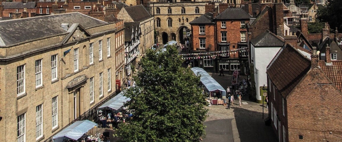 This shot was taken from Lincoln Castle walking around the wall you get a great view of the Cathedral...