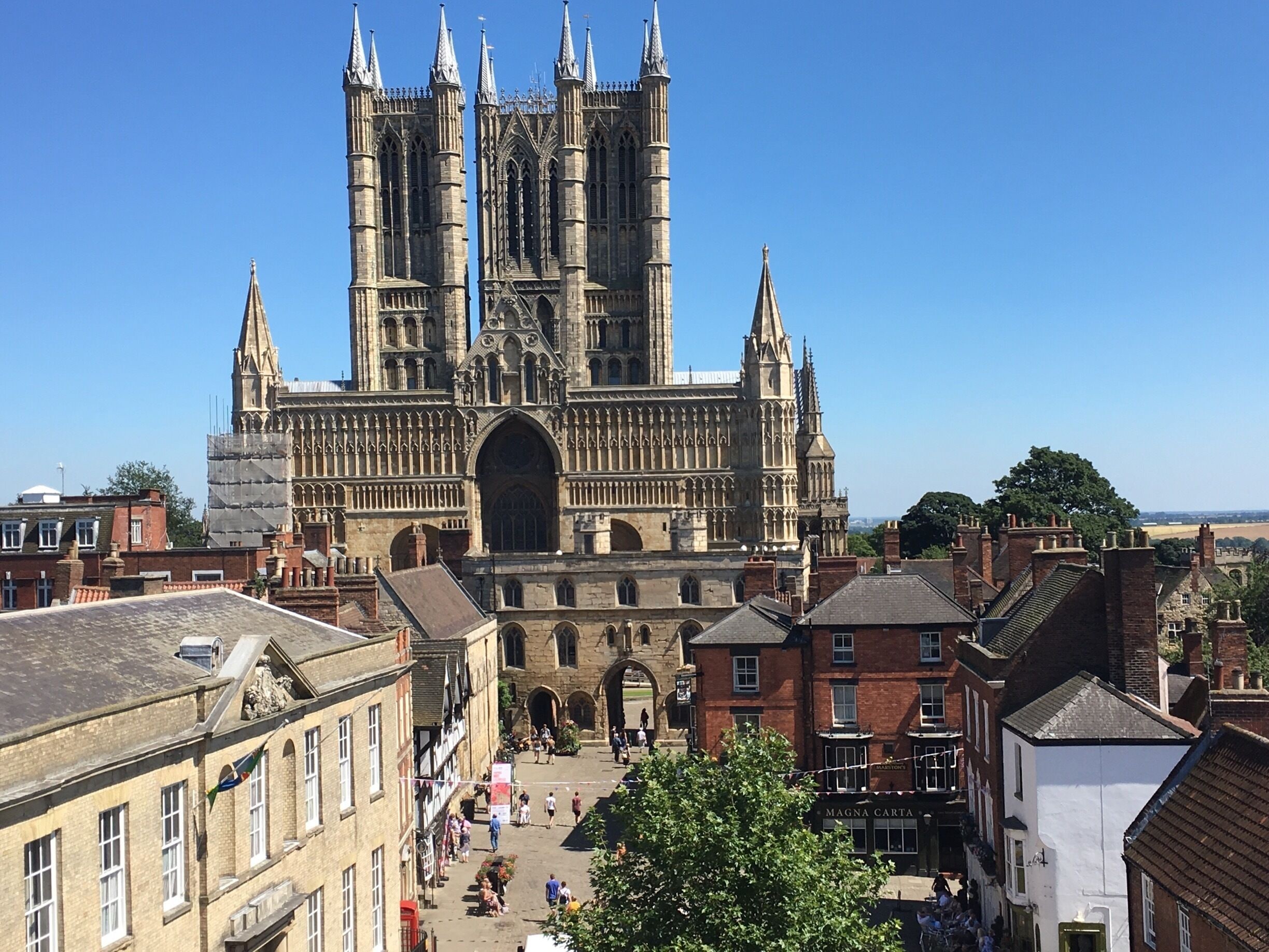 View from the walls of Lincoln castle which was used as a prison. The cathedral is the final resting place of the Howard family. 