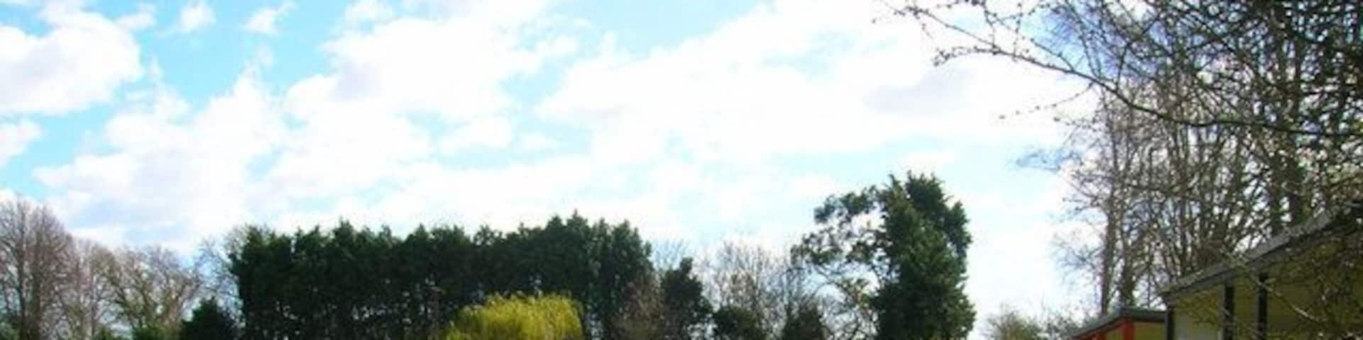 View from the Subs Bench, Clymping FC Non-league side from the West Sussex Intermediate League premier division. Looking towards the southern goal. The cricket nets behind give an indication to the dual use of the ground.