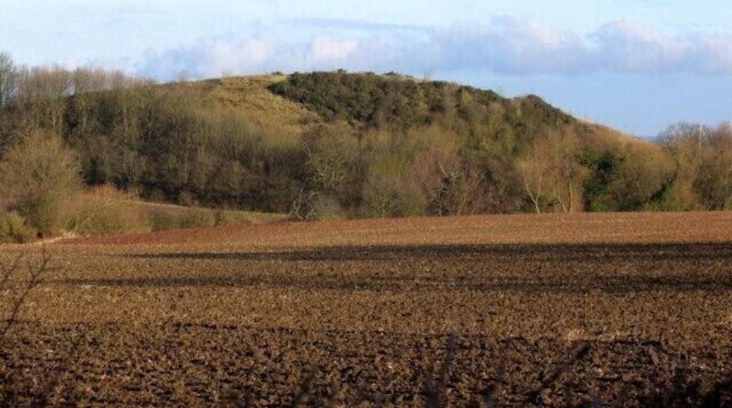 Mound by quarry The mound is either the remains of a hill or a large mound of quarry waste. A large quarry is just over the top.