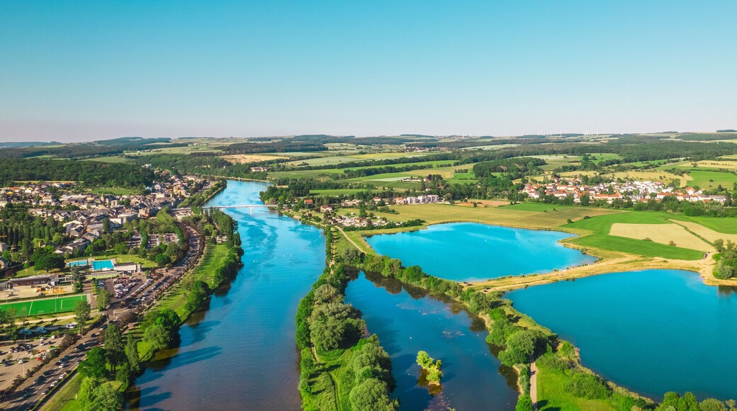 Aerial view of the Moselle river between Luxembourg and Germany