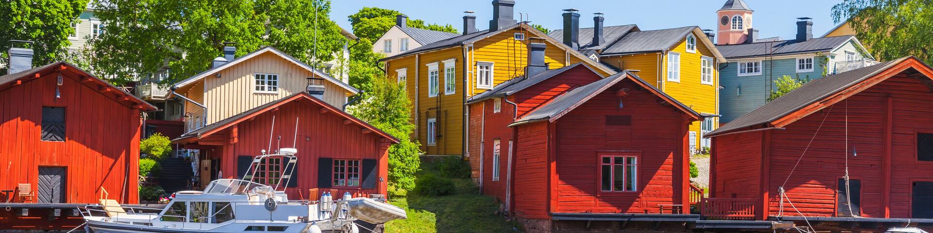 Red wooden houses of Porvoo town
