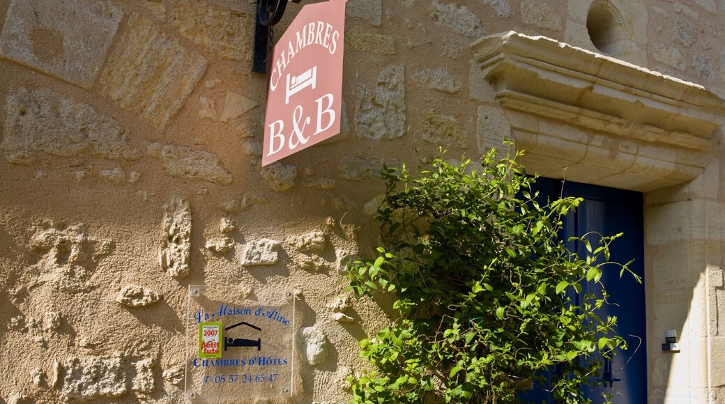 Saint-Émilion which includes signage and heritage architecture