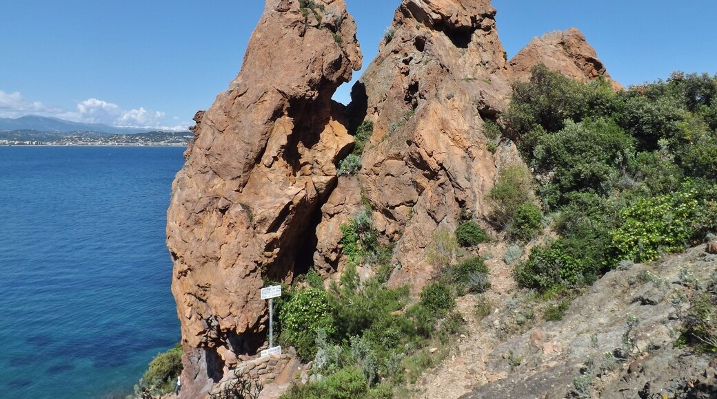 Sight of the Aiguille rocks, in Théoule-sur-Mer near Cannes on the French Riviera, in Alpes-Maritimes.