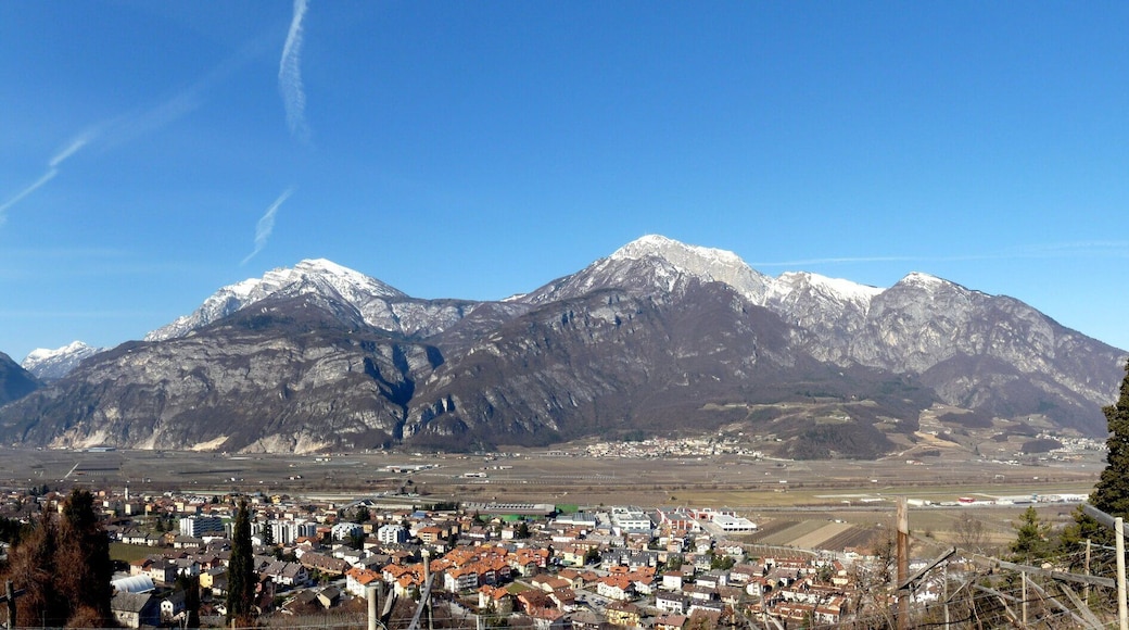 Trento (Italy): panorama of the village of Mattarello from east. On the background, mount Bondone.