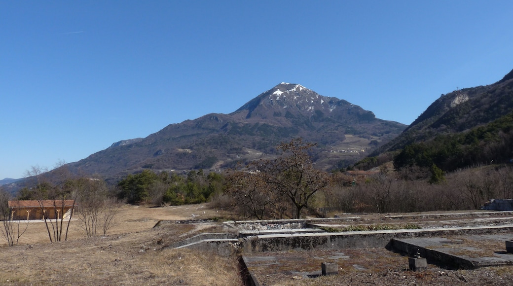 Trento (Italy): the Obere Batterie Mattarello, in the village of Mattarello. On the background, mount Marzola