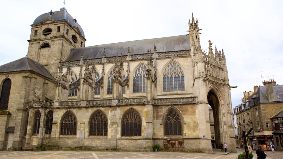A historic cathedral with Gothic architecture, including pointed arches and intricate stone carvings.