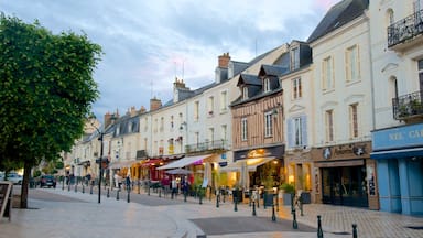 Amboise which includes café lifestyle, street scenes and a small town or village