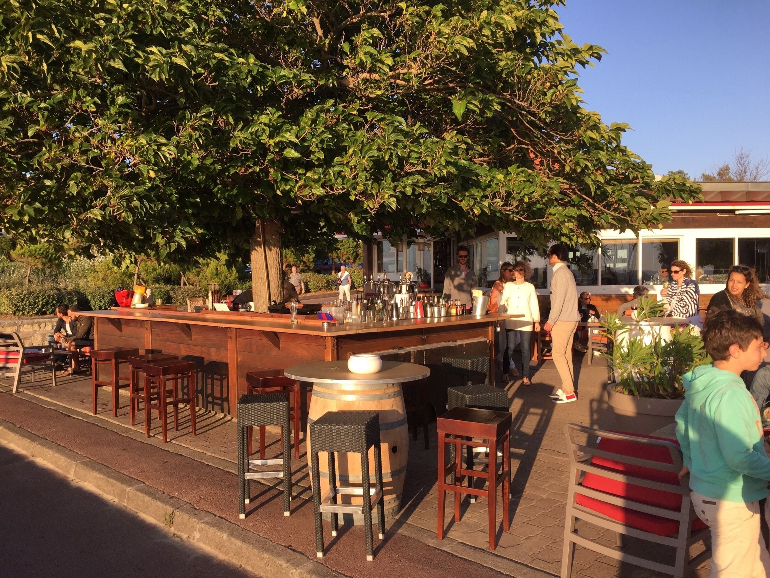 Great spot to sit outside while enjoying a Lillet and the sunset.