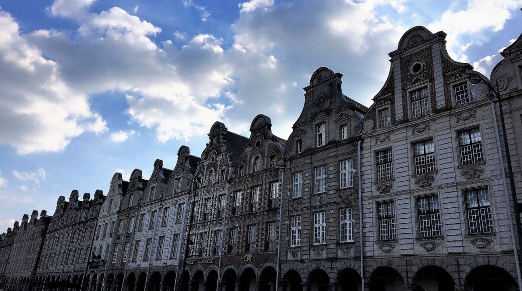 Arras, the cultural, beautiful, cobbled medieval town in north France with its spectacular Flemish Baroque façades of the brick buildings