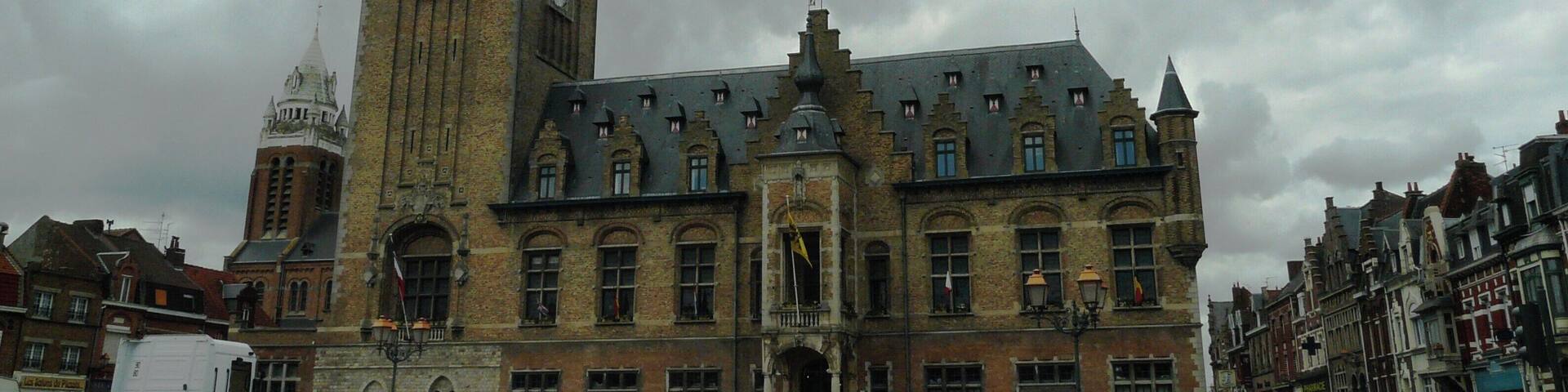 Town hall and belfry in Bailleul (Nord, France)