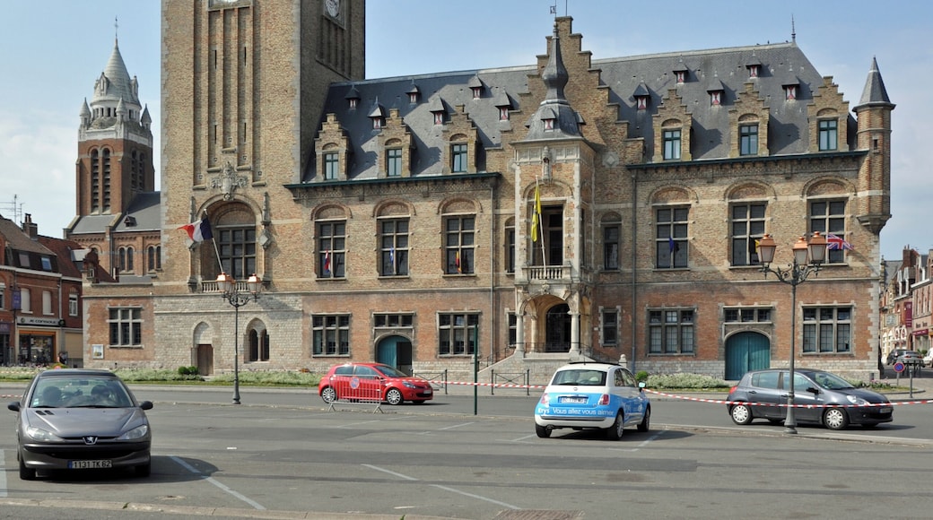 Town hall and belfry of Bailleul (Nord, France).