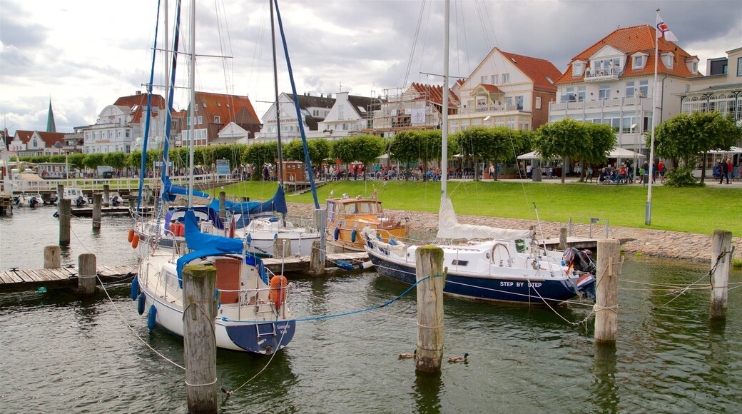 Travemuende which includes a bay or harbor