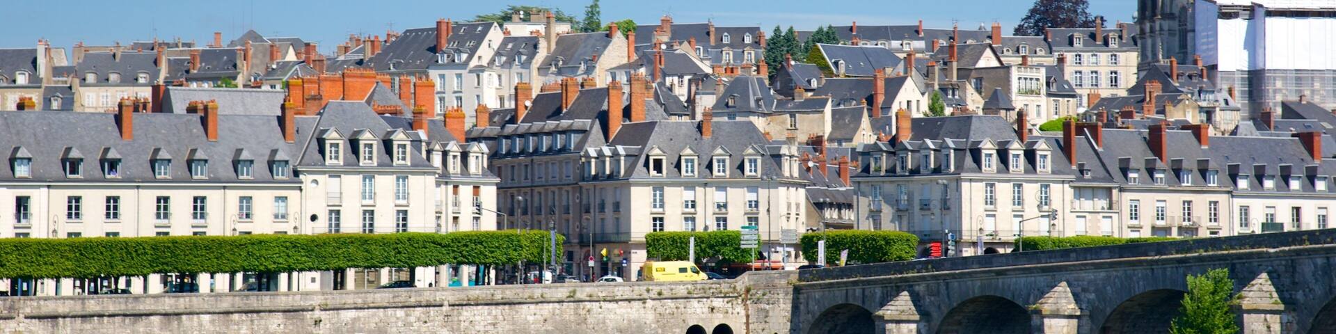 Blois showing a bridge, a small town or village and a river or creek