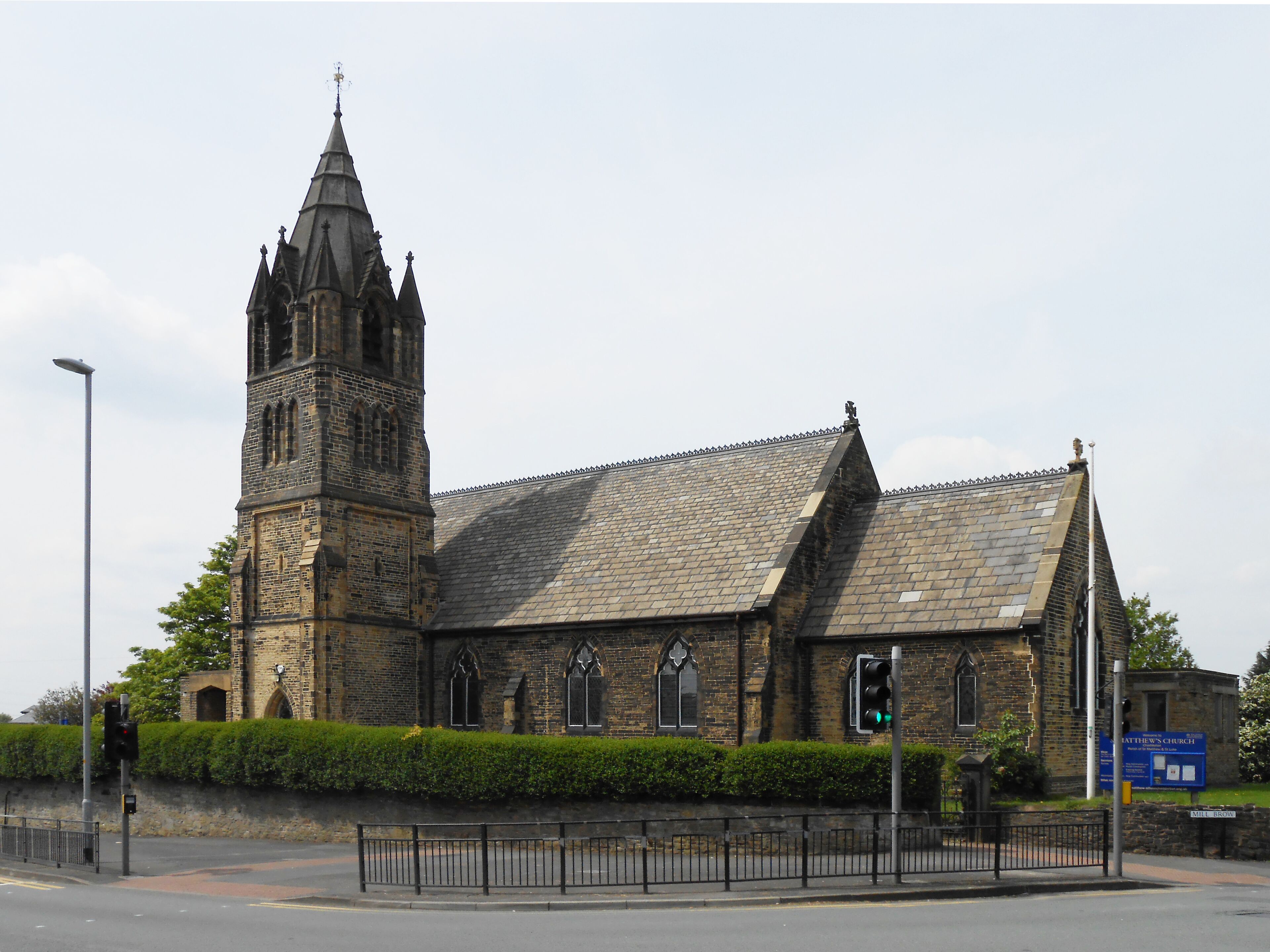 St Matthew's Church, Chadderton, Greater Manchester, England seen from the east.