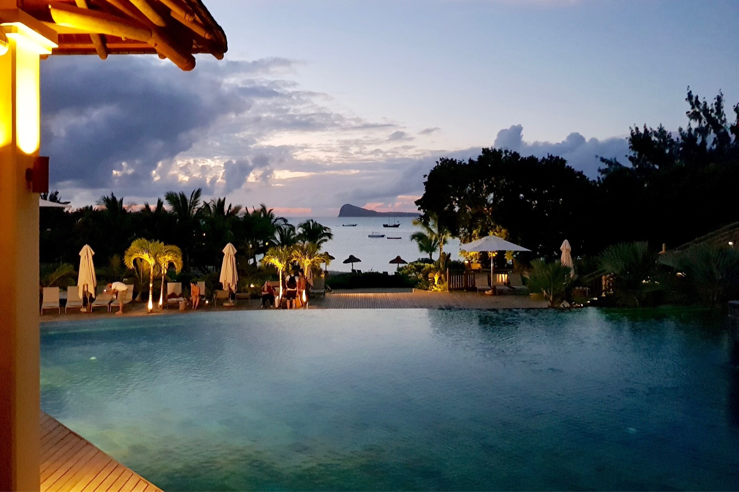 The view from the main bar of the Hotel Zilwa Attitude in Mauritius.

This stunning four star hotel is situated on the north coast and offers a complete escape from life. With its rustic charm giving a nod to the island it makes you feel amazingly relaxed. And of course there is the view too!