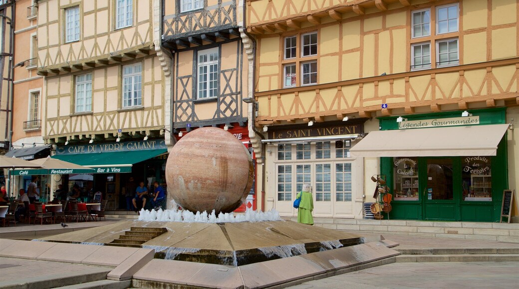 Chalon-sur-Saône que incluye una fuente y una ciudad