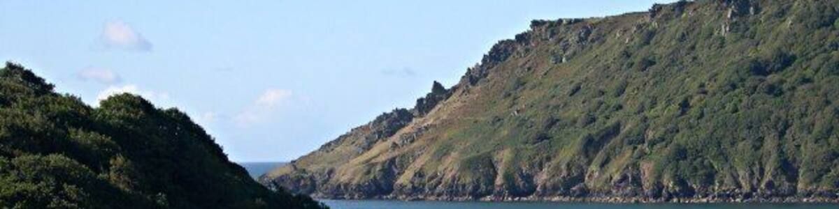 Salcombe Harbour Entrance Looking over the top of Sunny Cove to the western side of the estuary.