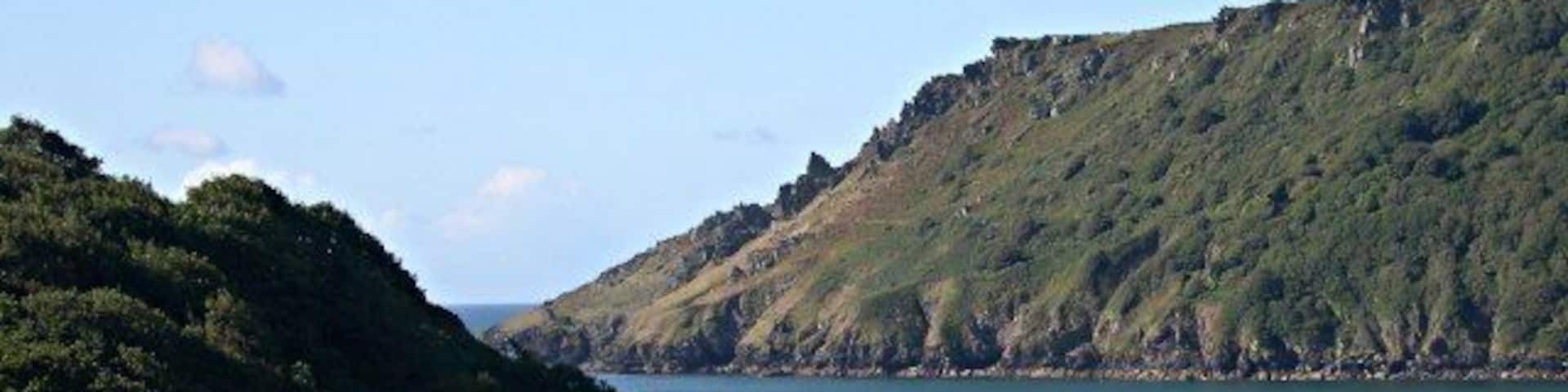 Salcombe Harbour Entrance Looking over the top of Sunny Cove to the western side of the estuary.