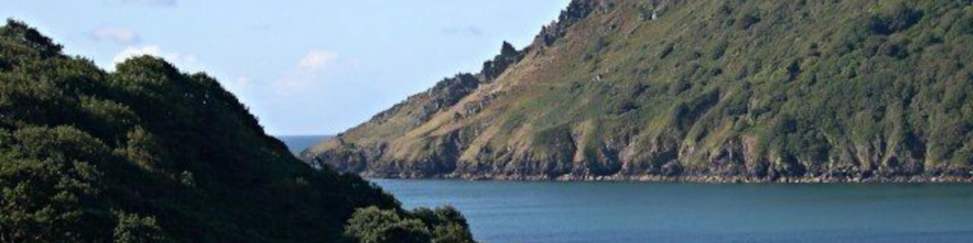 Salcombe Harbour Entrance Looking over the top of Sunny Cove to the western side of the estuary.