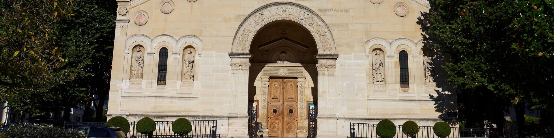 Exterior view of the Saint-Pierre Catholic Church in Charenton-le-Pont, in the French department of Val-de-Marne.