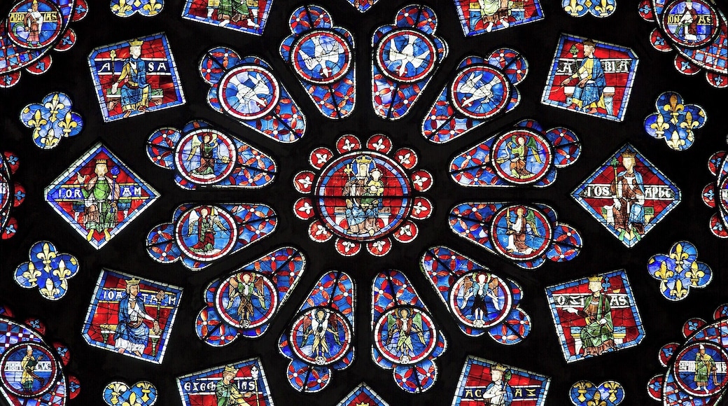The stunning North Transept Rose window. Mary and Jesus at the center, surrounded by angels and spirits as well as the Kings of Judea (in the diamonds) and the Prophets (in the outer circles).