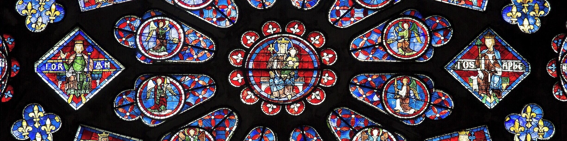 The stunning North Transept Rose window. Mary and Jesus at the center, surrounded by angels and spirits as well as the Kings of Judea (in the diamonds) and the Prophets (in the outer circles).