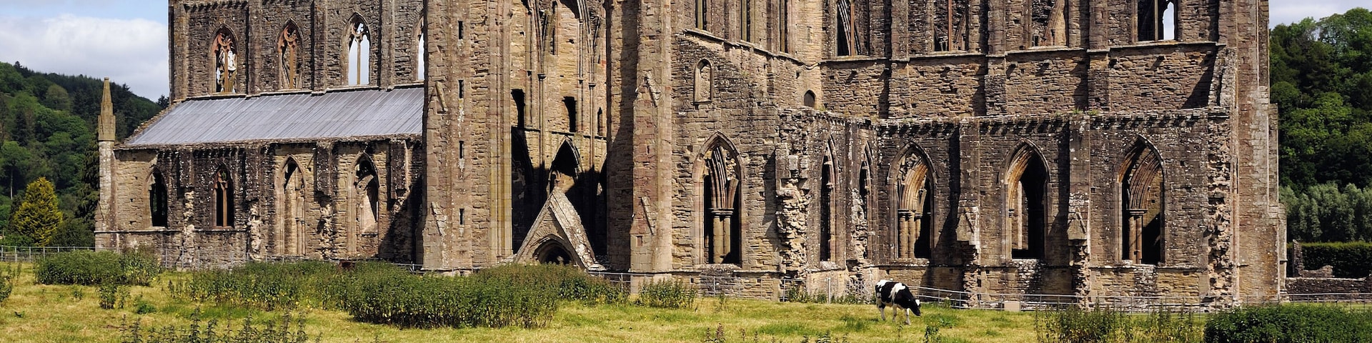Tintern Abbey (Welsh: Abaty Tyndyrn) was founded in 1131. It is situated in the village of Tintern, on the Welsh bank of the River Wye in Monmouthshire.