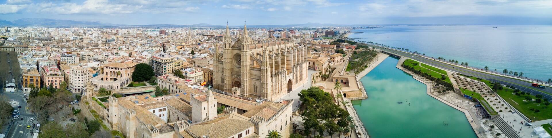 Palma Cathedral at Sunset in Majorca in the Mediterranean