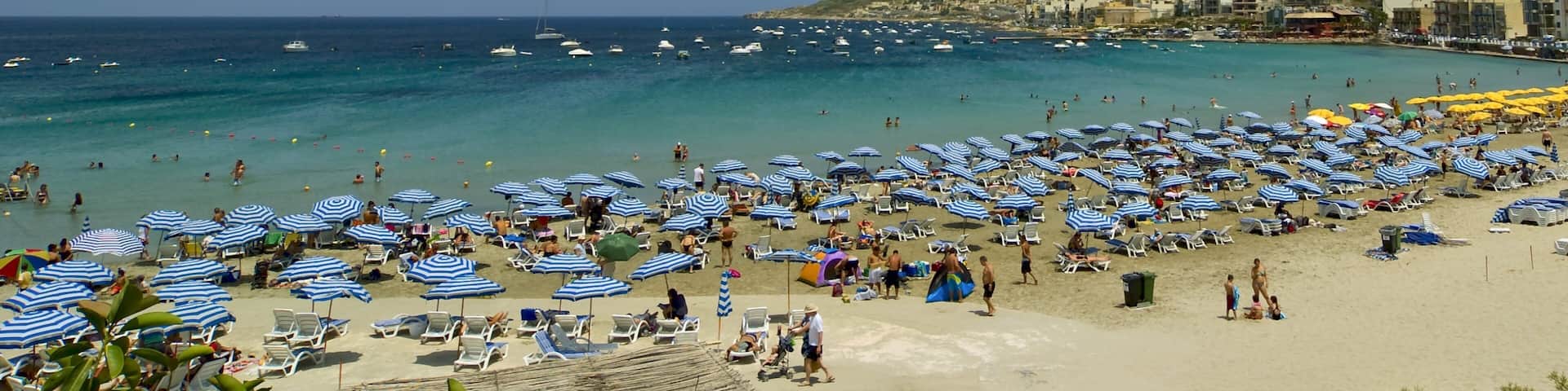 Mellieha showing a beach, general coastal views and tropical scenes