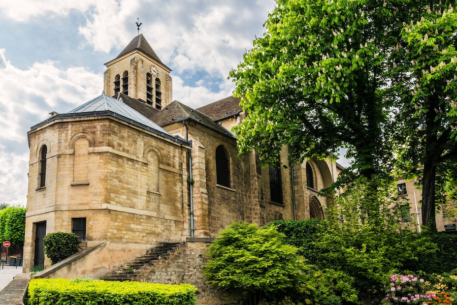 Saint-Pierre-Saint-Paul Church (Eglise Saint-Pierre-Saint-Paul, XII th) in Ivry-sur-Seine. Ivry-sur-Seine - commune in Val-de-Marne department, southeastern Paris suburbs (5.3 km from Paris), France.;