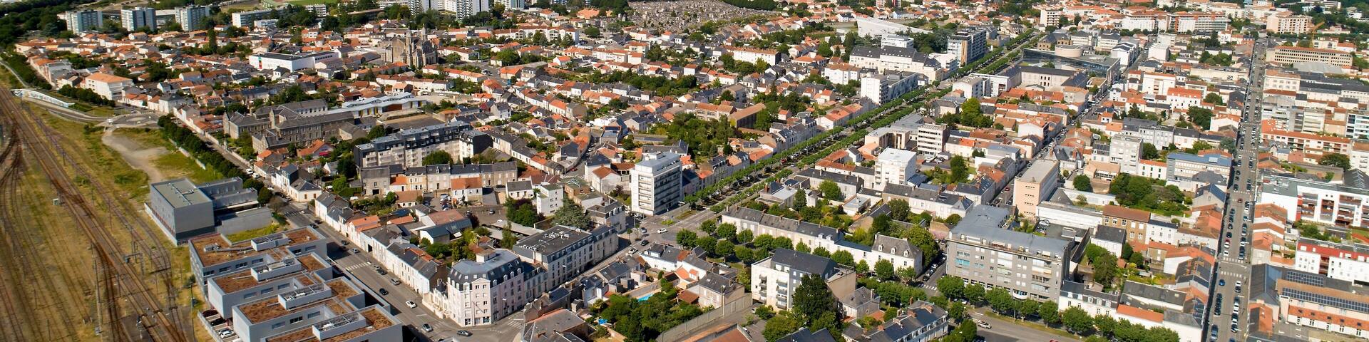 Aerial view of La Roche sur Yon city centre in Vendee