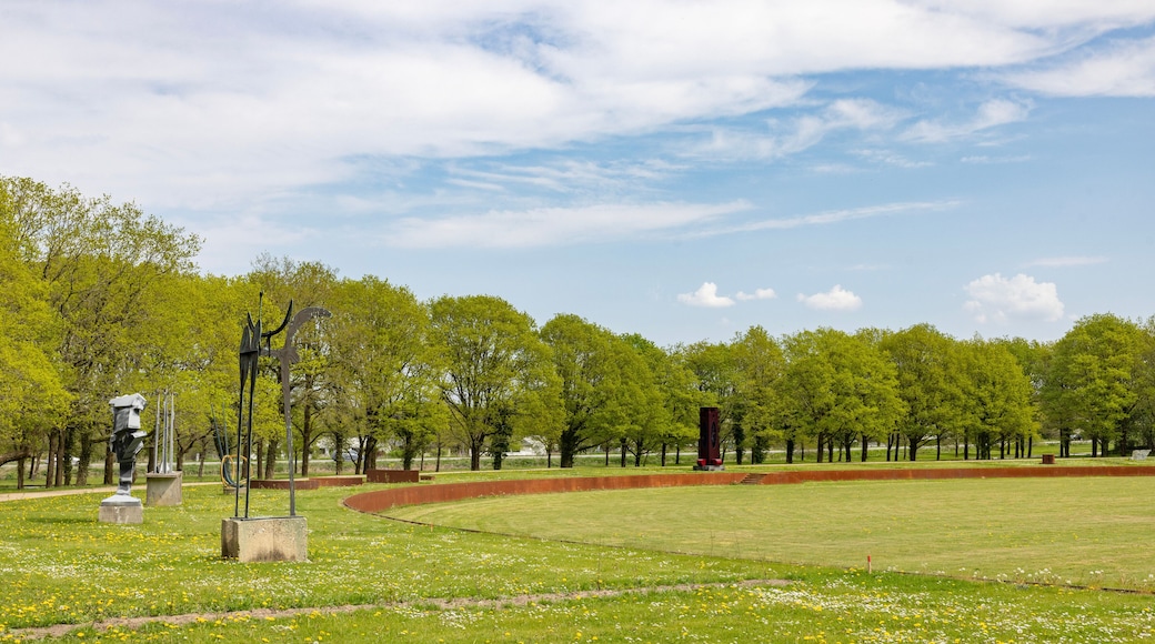 Walking through the Herning sculpture park and educational area