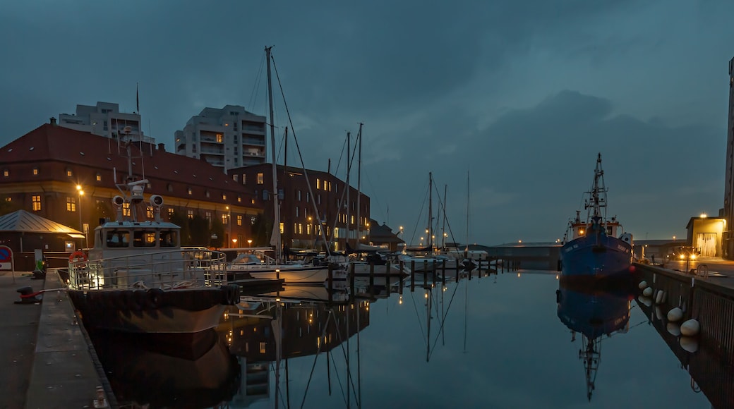 Beautiful city of Horsens, harbour in the morning