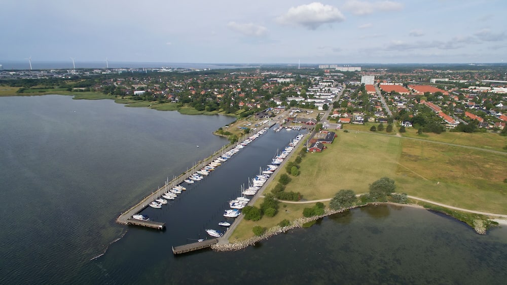 Aerial view of Hvidovre harbour, Denmark