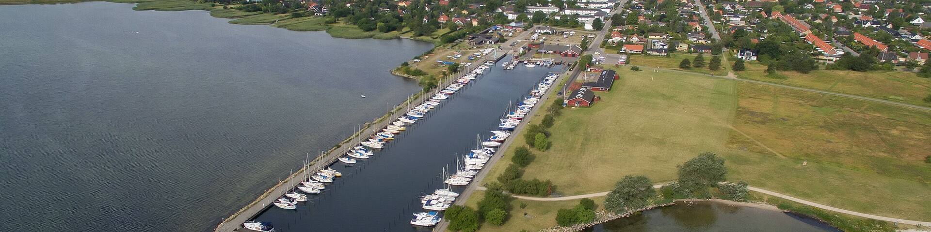 Aerial view of Hvidovre harbour, Denmark