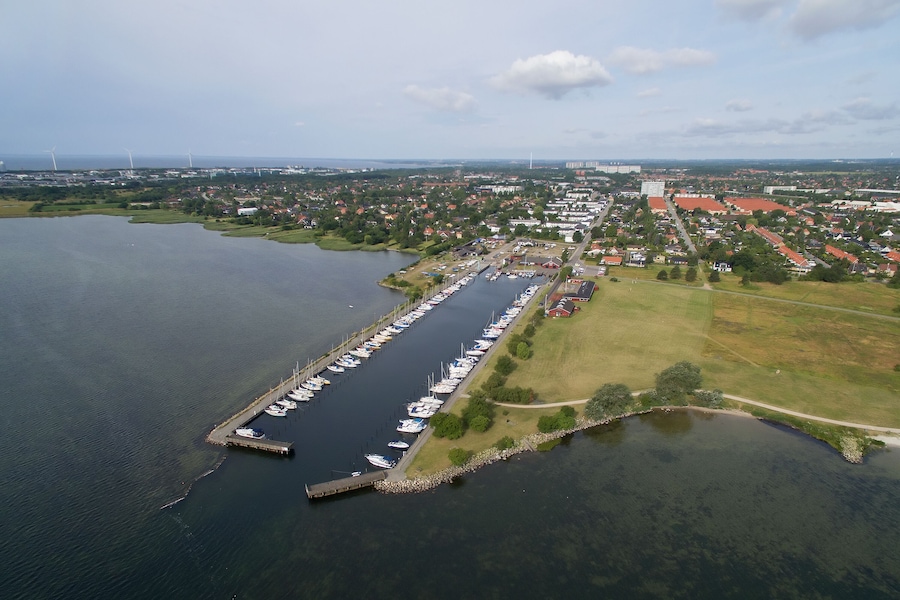 Aerial view of Hvidovre harbour, Denmark