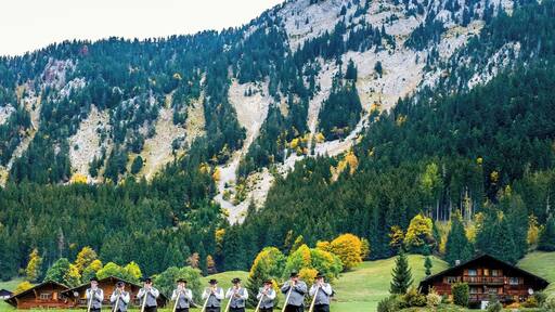 Alphorn is part of all cultural assemblies in Switzerland. The 'désalpe' makes no exception to the rule. As we celebrate the cows leaving the Alpine heights to come home for winter, cheese, wine, bells and Alphorns make the day! #Culture