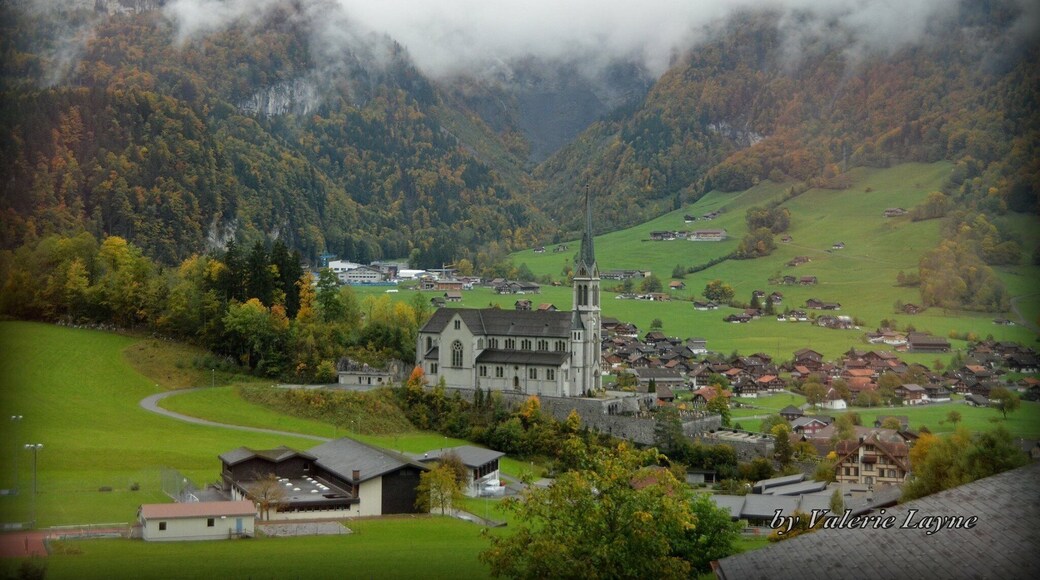 Take a train ride from Lucerne to Interlaken and then up to Lauterbrunnen and Murren for spectacular sights like this . Taken out the train window.