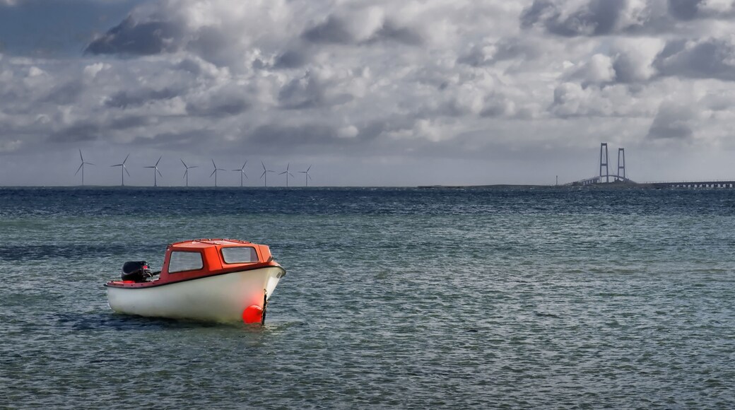 Landscape in the Baltic sea with little boat - Nyborg, Denmark, Scandinavia
