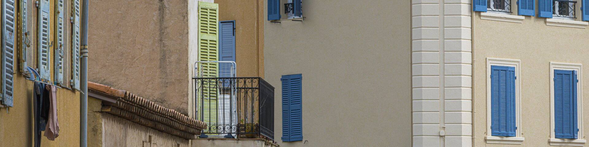 houses in the town of Le Cannet, on the French Riviera
