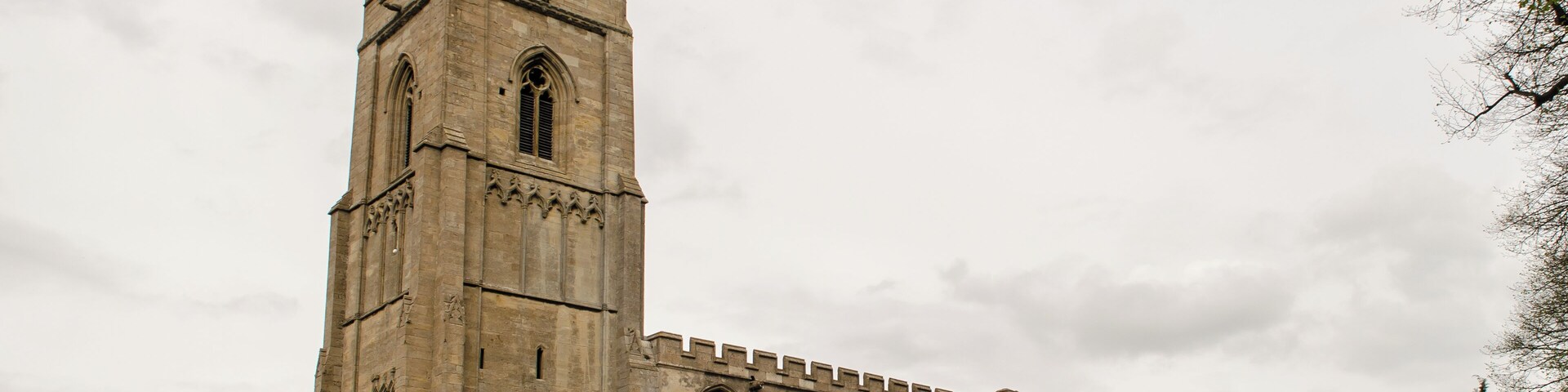 Grade I listed. The church dates from the 13th century onwards and consists of a fine 14th century tower of four stages with a spire, nave with aisles, transepts, chancel, north vestry and south porch. The nave has a late 13th century four bay north arcade, and an early 13th century four bay south arcade. The clerestory is perpendicular. The chancel, with fine sedilia and double piscina, dates from the 13th century, contemporary with the south transept. The north transept is slightly later, and contains a 13th century wall tomb. The south porch is from the 14th century. The font is in the 14th century style, and dates from 1895. There is also a late 17th-century oak pulpit. The church was restored in 1895.