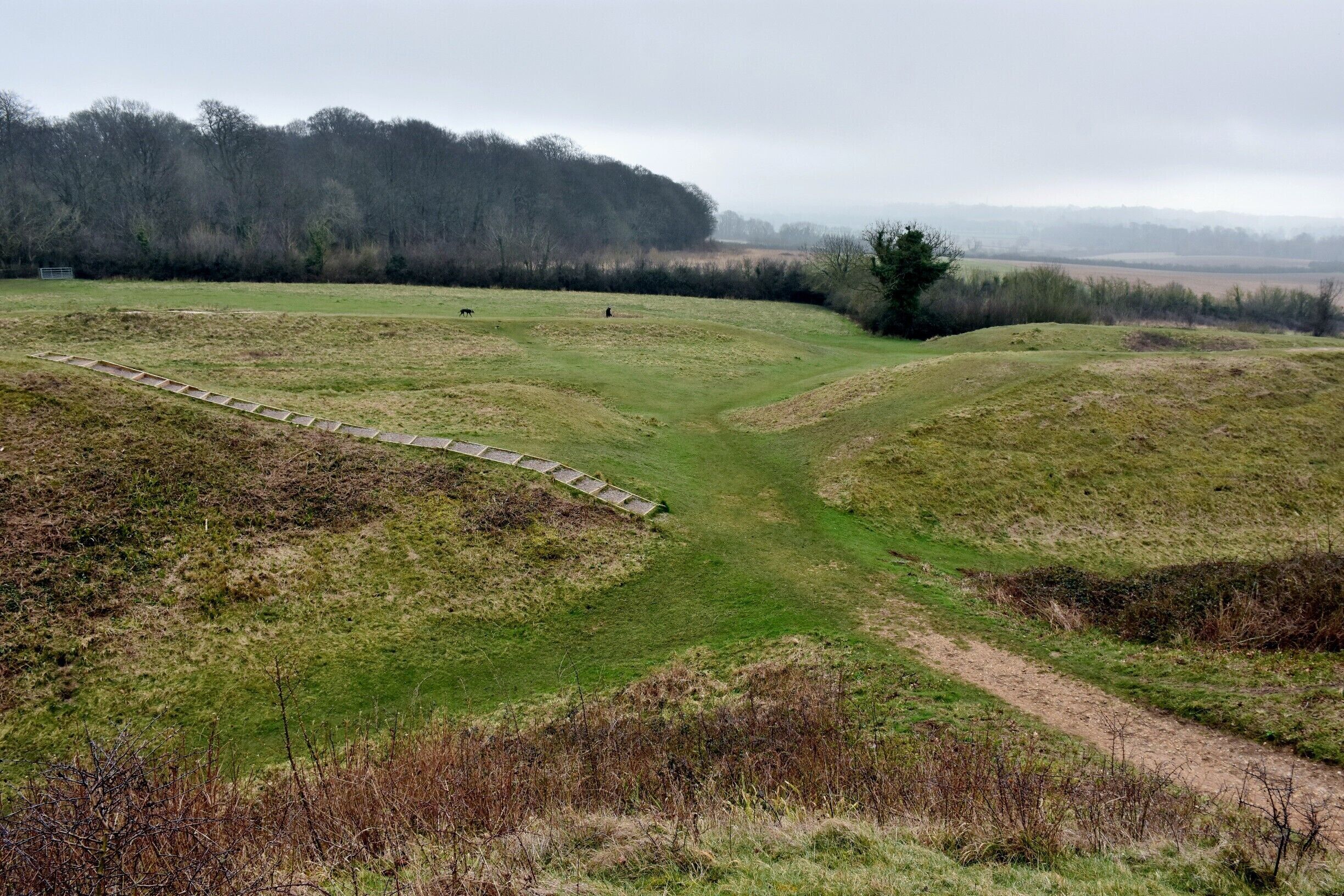 Badbury Rings is an Iron Age hill fort in east Dorset, England. It was in the territory of the Durotriges. In the Roman era a temple was located immediately west of the fort, and there was a Romano-British town known as Vindocladia a short distance to the south-west