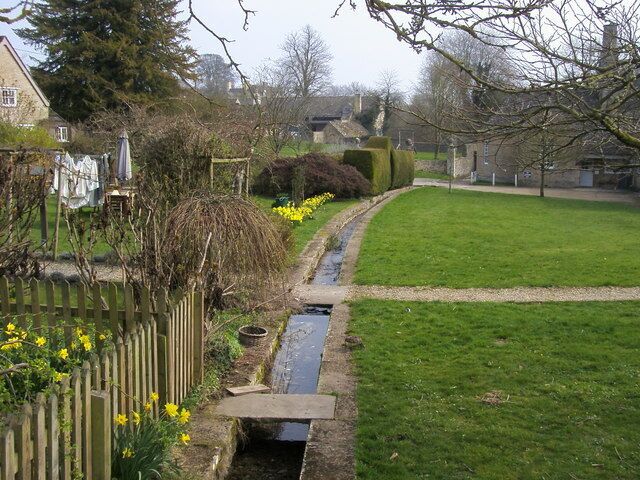 Channelled stream at the bottom of the gardens in Cornwell.