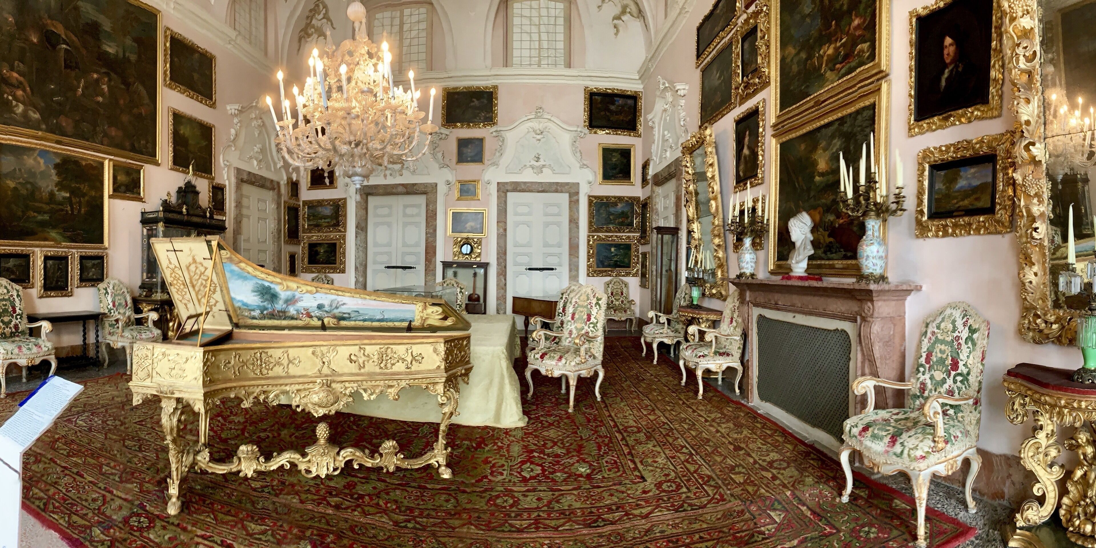 Panorama view of a room in the Borromean Palace on Isola Bella, an island in Lake Maggiore! The total beauty of the room required a panorama!